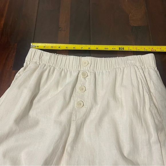 Loft High Rise Straight Pull On Pants Women’s Large Linen Blend Cream - Picture 5 of 8